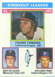 1976 Topps Baseball Cards      204     Frank Tanana/Bert Blyleven/Gaylord Perry LL